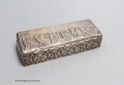 An Edwardian repousse silver rectangular trinket box, Nathan & Hayes, Chester, 1903, 15.7cm, 6oz (