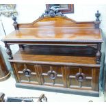 A Victorian Maple & Co. carved mahogany two tier buffet, length 182cm, depth 54cm, height 162cm