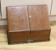 A Victorian oak stationery box, 40 x 29cm