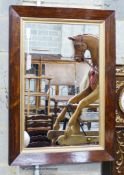 A Victorian rectangular rosewood framed wall mirror, width 56cm, height 80cm