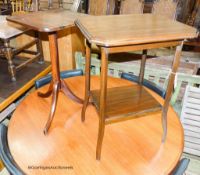 A 19th century mahogany wine table, width 40cm, height 68cm together with a late Victorian mahogany