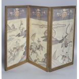 A Chinese kesi double sided triptych, 19th century