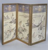 A Chinese kesi double sided triptych, 19th century