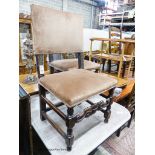 A set of six 17th century style oak dining chairs
