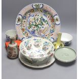 A group of Chinese polychrome porcelain plates, vases, bowls and dishes, 18th–20th century
