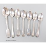 Seven assorted 18th & 19th century Scottish provincial silver Aberdeen teaspoons, (James Erskine(