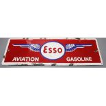 An Esso Aviation Gasoline enamel sign, 14 x 43cmShallow chips around border as clearly seen in