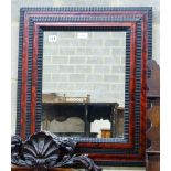A 19th century Flemish tortoiseshell and ebonised rectangular wall mirror, width 52cm, height 60cm