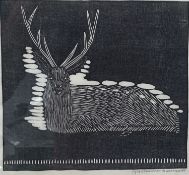 Samuel Jessurun de Mesquita (1868-1944), woodcut, Stag, signed and dated 1933, 15 x 16cm.