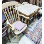 A small Victorian style rectangular pine kitchen table, width 120cm, depth 76cm, height 77cm