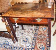 A George III rectangular oak side table fitted frieze drawer, width 83cm, depth 55cm, height 73cm