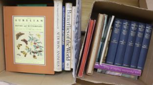 ° Two boxes of books on butterflies, British birds, mammals etc