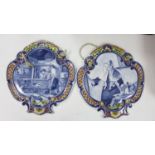 A pair of Delft hand painted wall plaques