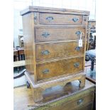 A reproduction George I style walnut bachelor chest, width 59cm, depth 35cm, height 80cm