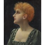 Charles Frederick Lowcock (1878-1922)Portrait of a red-haired womanOil on panelSigned and dated (