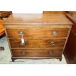 A 19th century mahogany three drawer chest, width 90cm, depth 41cm, height 78cm