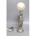 A classical figure Spelter lamp base, height 53cm overall