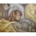 Margaret Benecke (fl. 1907-29), oil on canvas, Sleeping cats, unsigned, 67 x 82cm.