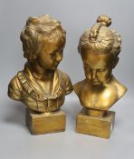 2 gilt plaster busts