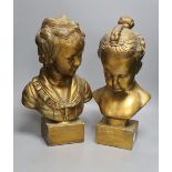 2 gilt plaster busts