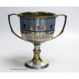 A Pilkingtons Royal Lancastrian lustre loving cup, monogram for Gordon M Forsyth, height 24cm (a.