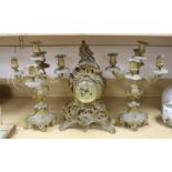 A 19th century French ormolu clock garniture, height 40cm