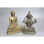 A bronze tantric figure of a Bodhisattva, 19.5cm and a similar figure of Buddha
