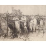 Hedley Fitton (1857-1929), etching, Pont St.Etienne, Limoges 1910, signed in pencil, 34 x 42cm.