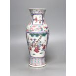 A late 19th century century Chinese famille rose vase, height 28cm