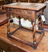A late 19th / early 20th century oak joint stool on spiral-turned legs, width 46cm, depth 32cm,