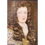 English school, circa 1900, oil on Ivory, portrait of a 17th-century gentleman, 7 x 5.5 cm.