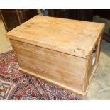 A Victorian pine blanket box with drawer, width 79cm, depth 50cm, height 50cm