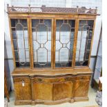 A Georgian style mahogany serpentine front library bookcase, width 160cm, depth 50cm, height 198cm