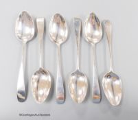 A rare set of six early 19th century Scottish provincial silver Old English pattern dessert spoons,