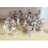 A collection of mixed Continental porcelain figurines (23)