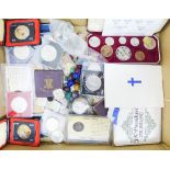 A quantity of assorted coinsa 1953 proof coronation set etc.