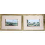 English School circa 1900, pair of watercolours, views of Costa Rica, 12 x 22 cm.