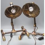 A pair of French industrial style table lamps