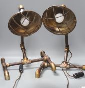 A pair of French industrial style table lamps