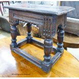 A 17th century style oak joint stool, width 55cm, depth 33cm, height 50cm