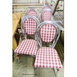 A set of ten retro aluminium bistro chairs