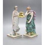 A pair of Frankenthal style figurines 'Spring' and 'Autumn', height 27cm