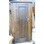 An 18th century and later oak corner cupboard, width 53cm, depth 30cm, height 101cm