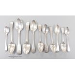 A collection of eleven 19th century Scottish provincial Aberdeen flatware, comprising four dessert