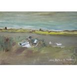 Anton Meenan (Irish, 1959-), oil on board, Wild Ducks, signed, 54 x 78cm.