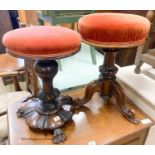Two Victorian revolving adjustable piano stools