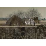 Robert Tavener (1920-2004), artist's proof lithograph signed, Old Barn and Farm near Tenterden,