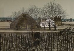 Robert Tavener (1920-2004), artist's proof lithograph signed, Old Barn and Farm near Tenterden,