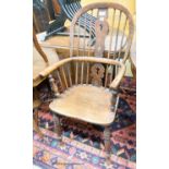 A Victorian elm and ash Windsor armchair, width 54cm, depth 44cm, height 108cm