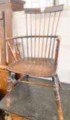 A 19th century elm and fruitwood Windsor comb back armchair, width 50cm, depth 40cm, height 96cm